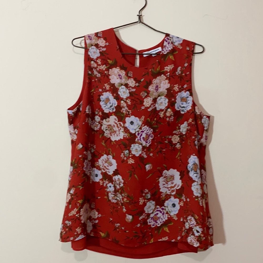 Lex&Madison Orange Floral Layered Tank